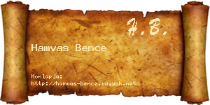 Hamvas Bence névjegykártya